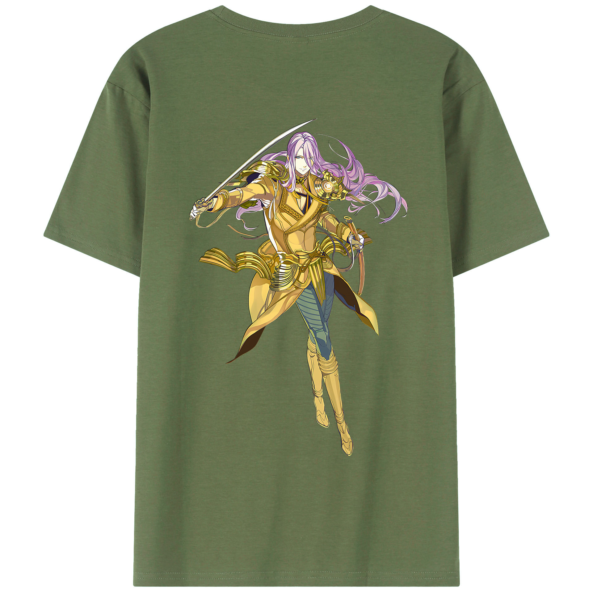 （画像用） 刀剣乱舞 Touken Ranbu 綿100％ メンズ半袖Tシャツ（バックプリント） 通気性